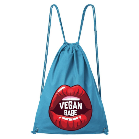 DOBRÝ TRIKO Bavlněný batoh s potiskem Vegan BABE Barva: Tyrkysová
