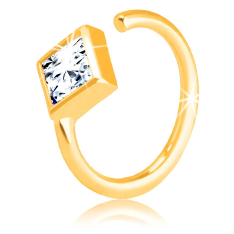 Zlatý 585 piercing - malý kroužek ukončený zirkonovým kosočtvercem Šperky eshop
