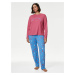 Modro-růžová dámská vzorovaná pyžamová souprava Marks & Spencer