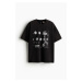 H & M - Oversized tričko's potiskem - černá