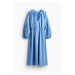 H & M - Bavlněné šaty's výšivkou - modrá