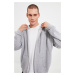 Trendyol Grey Oversize/Wide Cut Zippered Hooded Sweatshirt-Cardigan