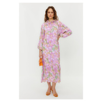 Trendyol Pink Floral Lined Woven Chiffon Dress