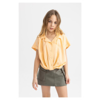 DEFACTO Girls' Crop Short Sleeve Shirt