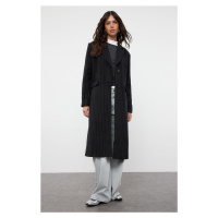 Trendyol Black Striped Regular Coat