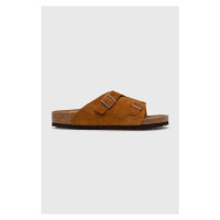 Semišové pantofle Birkenstock Zürich pánské, hnědá barva, 1023842