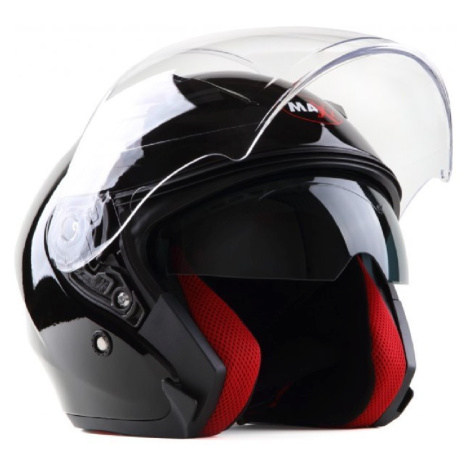 MAXX OF 868 extra velká skútrová helma otevřená s plexi a sluneční clonou, černá