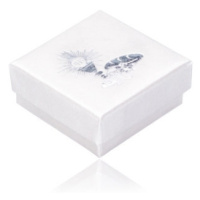 Perleťově bílá krabička na šperk - motiv 1. svatého přijímání stříbrné barvy