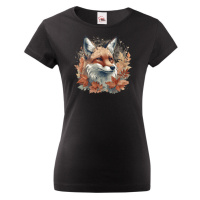 Dámské tričko s potiskem Lišky a podzimu