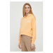 Bavlněná mikina Calvin Klein Jeans dámská, oranžová barva, s kapucí, s potiskem
