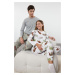 Trendyol Women's Couple White 100% Cotton Tiger Patterned Knitted Pajama Set