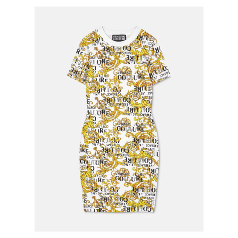 Žluto-bílé dámské vzorované pouzdrové šaty Versace Jeans Couture - Dámské