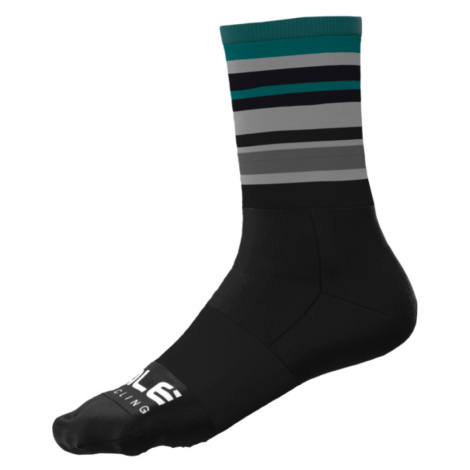 ALÉ Cyklistické ponožky klasické - STRIPES - černá/zelená