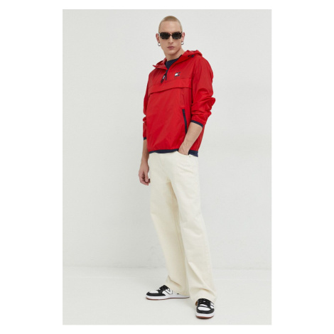 Bunda Tommy Jeans pánská, červená barva, přechodná Tommy Hilfiger