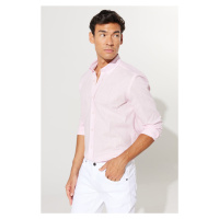 AC&Co / Altınyıldız Classics Men's Pink Tailored Slim Fit Slim Fit Buttoned Collar Linen Look 10