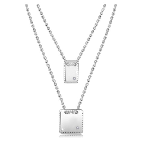 Stříbrný náhrdelník 925 - brilianty, plochý čtverec a obdélník Šperky eshop