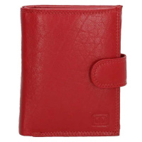 Double-D Červená praktická kožená peněženka s RFID 
