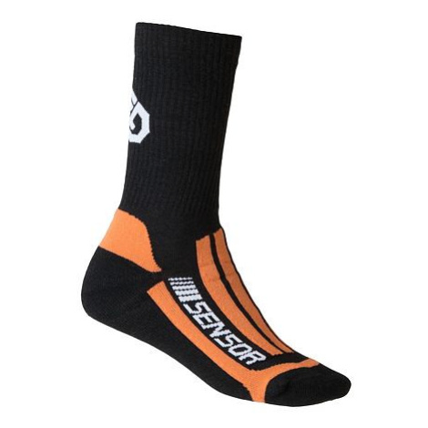 SENSOR ponožky treking merino černá/oranžová