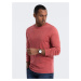 Men's wash longsleeve with a round neckline - brick-red V3 OM-LSWL-0103