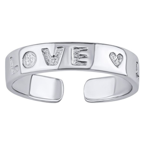 Silvego Otevřený stříbrný prsten na nohu Aisha s nápisem Love PRM11520R