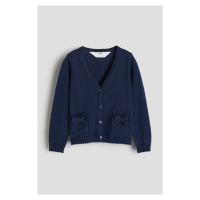 H & M - Propínací školní svetr z bavlny - modrá