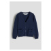 H & M - Propínací školní svetr z bavlny - modrá