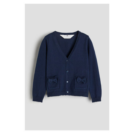 H & M - Propínací školní svetr z bavlny - modrá H&M