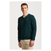 SVETR GANT SUPERFINE LAMBSWOOL V-NECK zelená