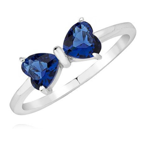 Stříbrný prsten Mašlička se safírovými zirkony - Modrá, | |