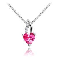 Stříbrný náhrdelník s rubínovým zirkonem srdce JMAS0191SN45