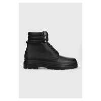 Kožené trapery Calvin Klein Combat Boot Mono pánské, černá barva