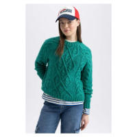 DEFACTO Crew Neck Green Sweater