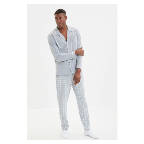 Pánské šedé pravidelné střihové horní bib detailní pletené pyžamo set od Trendyol.