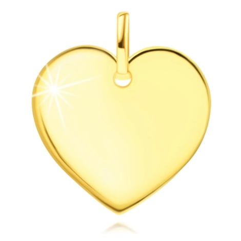 Přívěsek ze žlutého zlata 585 - ploché zrcadlově lesklé srdce Šperky eshop