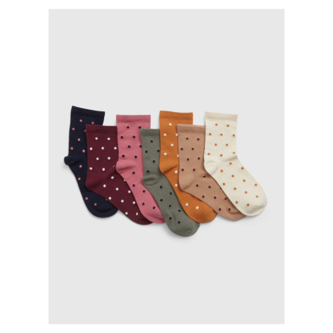 Sada sedmi párů holčičích ponožek v černé, hnědé a růžové barvě GAP