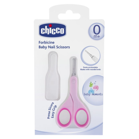 Chicco Baby Moments dětské nůžky s kulatou špičkou 0m+ Pink 1 ks
