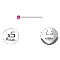 Stříbro 925 piercing do nosu 1.5mm - Fuchsia