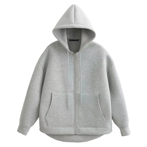 Dámská mikina na zip – oversize střih s dvojitou kapsou