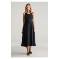 ŠATY GANT MIDI JERSEY WOVEN COMBO DRESS BLACK