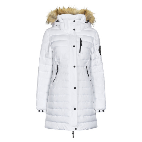 Superdry FUJI HOODED MID LENGTH PUFFER Bílá