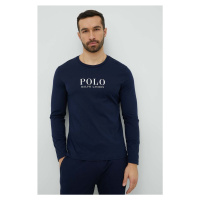 Bavlněná košile s dlouhým rukávem Polo Ralph Lauren tmavomodrá barva, s potiskem