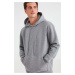 GRIMELANGE Jorge Men's Soft Fabric Hooded Corded Regular Fit Light Gray Sweatshirt