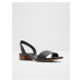 Černé dámské kožené sandály na nízkém podpatku ALDO Dorenna