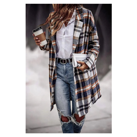 Dámský károvaný kabát – dlouhý, měkký flanel