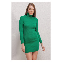 Bigdart 15797 Rolákové pletené šaty - Zelená