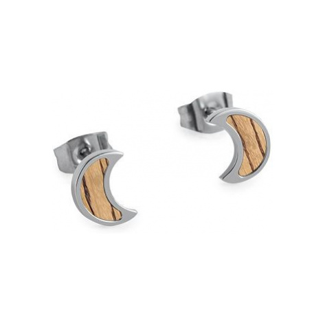 Náušnice s dřevěným detailem Lini Earrings Halfmoon BeWooden