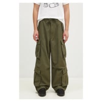 Bavlněné kalhoty Vans Premium Classics LX Baggy Cargo Pant zelená barva, ve střihu cargo, VN000H