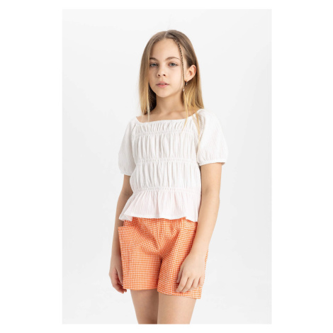 DEFACTO Girl Relax Fit Wrinkled Short Sleeve T-Shirt