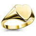 Prsten z oceli 316L - ploché hladké srdce, zlatá barva