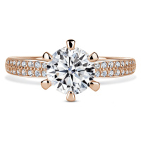 Florence Side Stones | Zásnubní prsten se středovým kamenem 1.310ct, růžové zlato, s diamanty